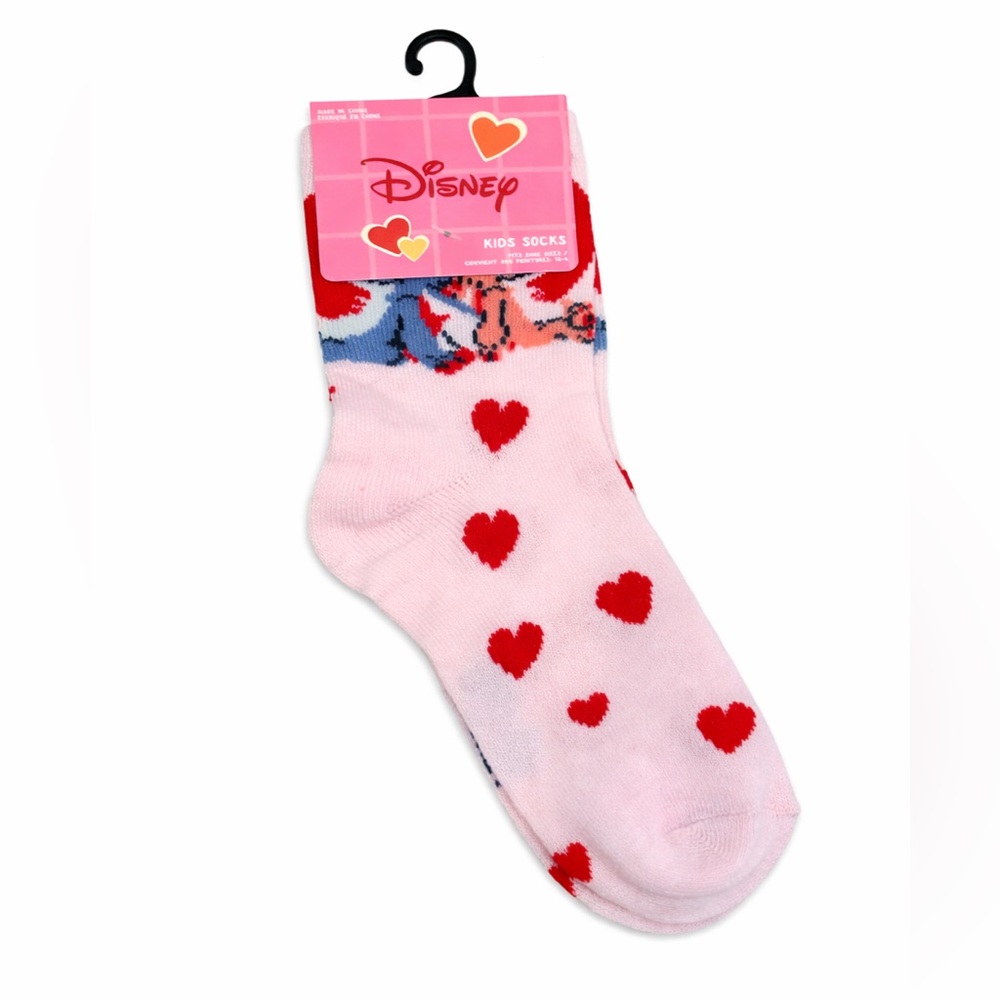 Disney Lilo & Stitch Pink and Red Heart Kids Socks Size 10-4 NWT Brand new